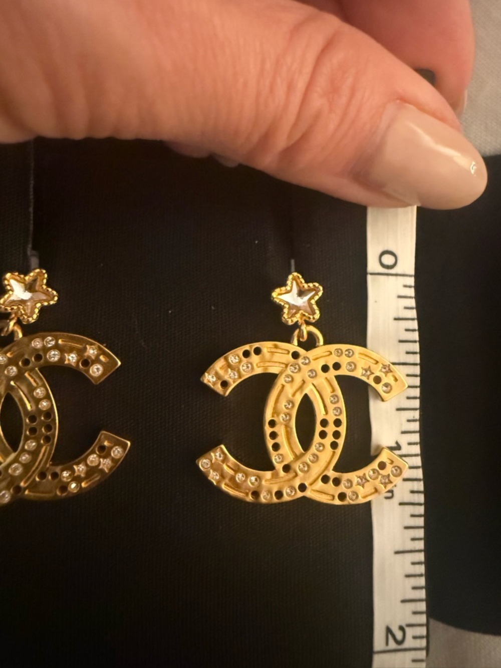 CHANEL Gold Logo Earrings - Picture 6 of 7